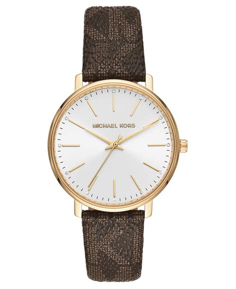 Michael Kors Women's Pyper Brown Logo Strap Watch 38mm